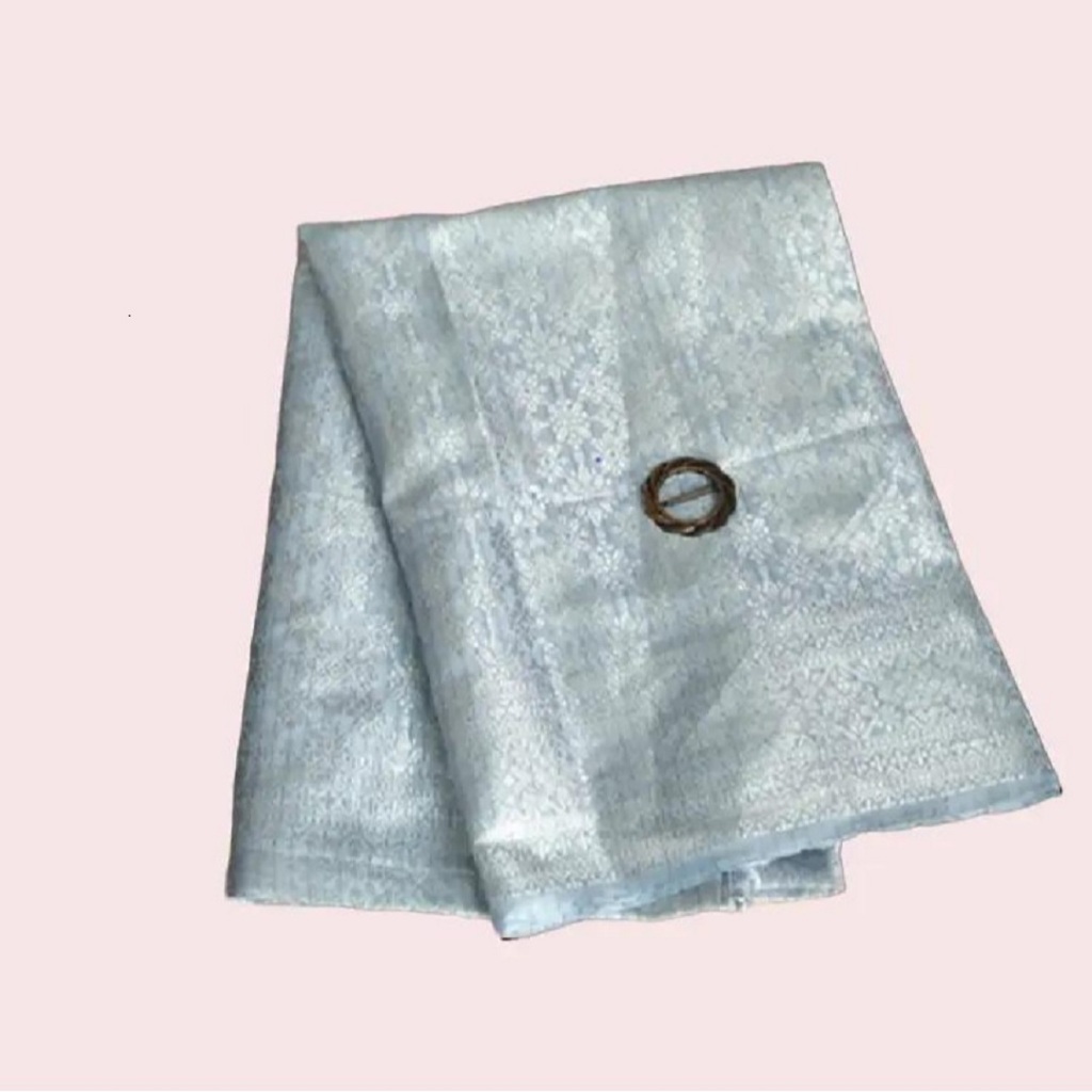 Rok Wanita Model Kain Lilit Bahan Tenun Songket Warna Biru Silver