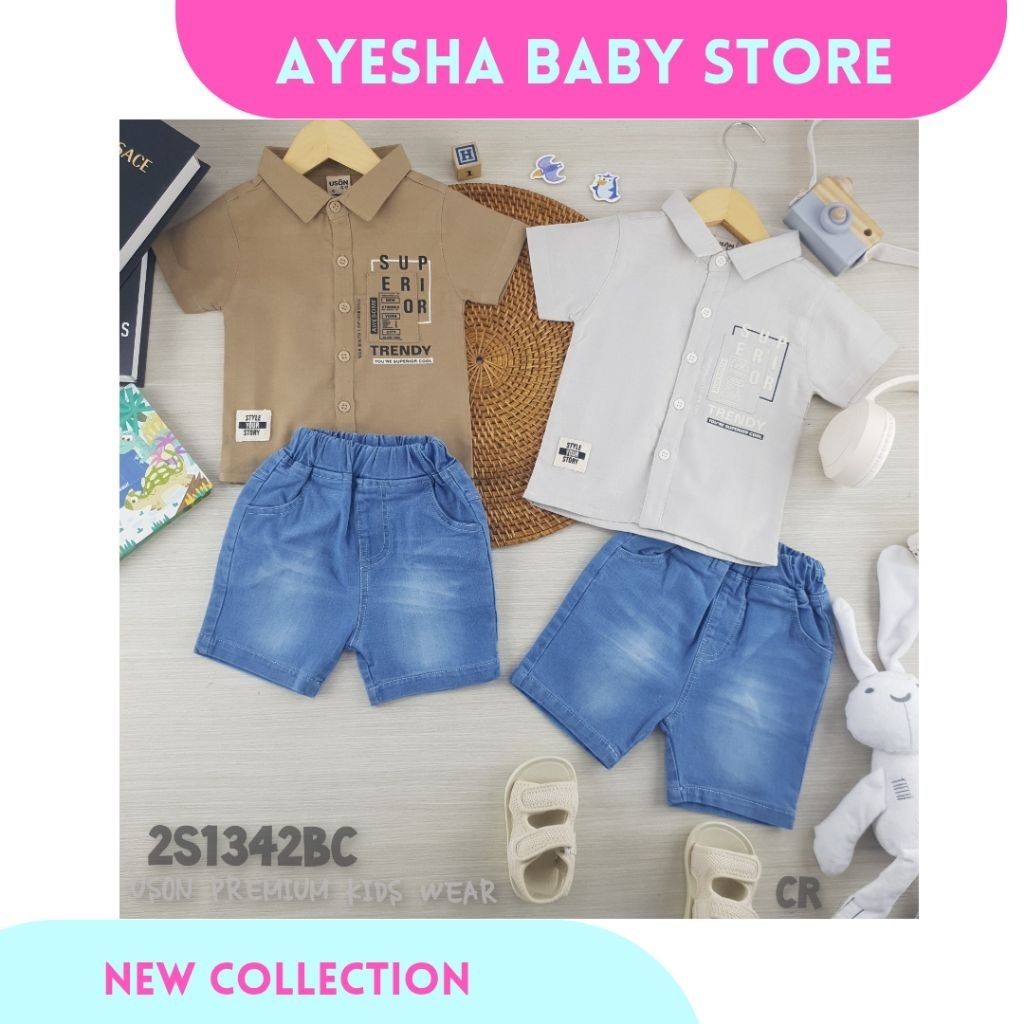 AYESHA Setelan Kemeja Uson Celana Jeans Anak Cowok