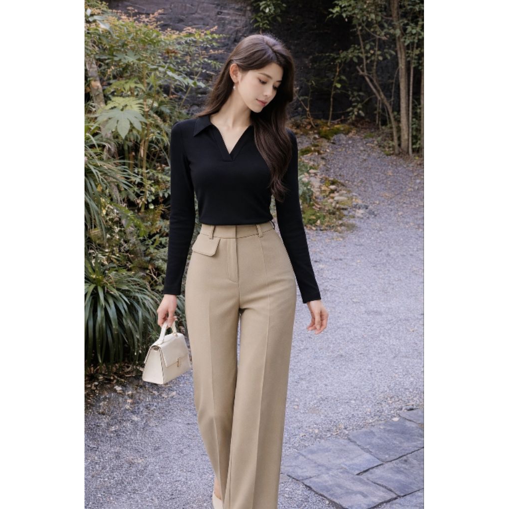 Setelan Celana Kulot / setelan wanita / crop top / celana kulot / setelan terbaru / tangan panjang