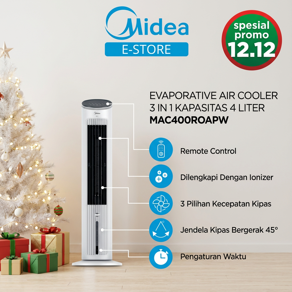 Midea| air cooler Tower | Air Cooler Portable 4L Midea | pendingin ruangan MAC400 SERIES
