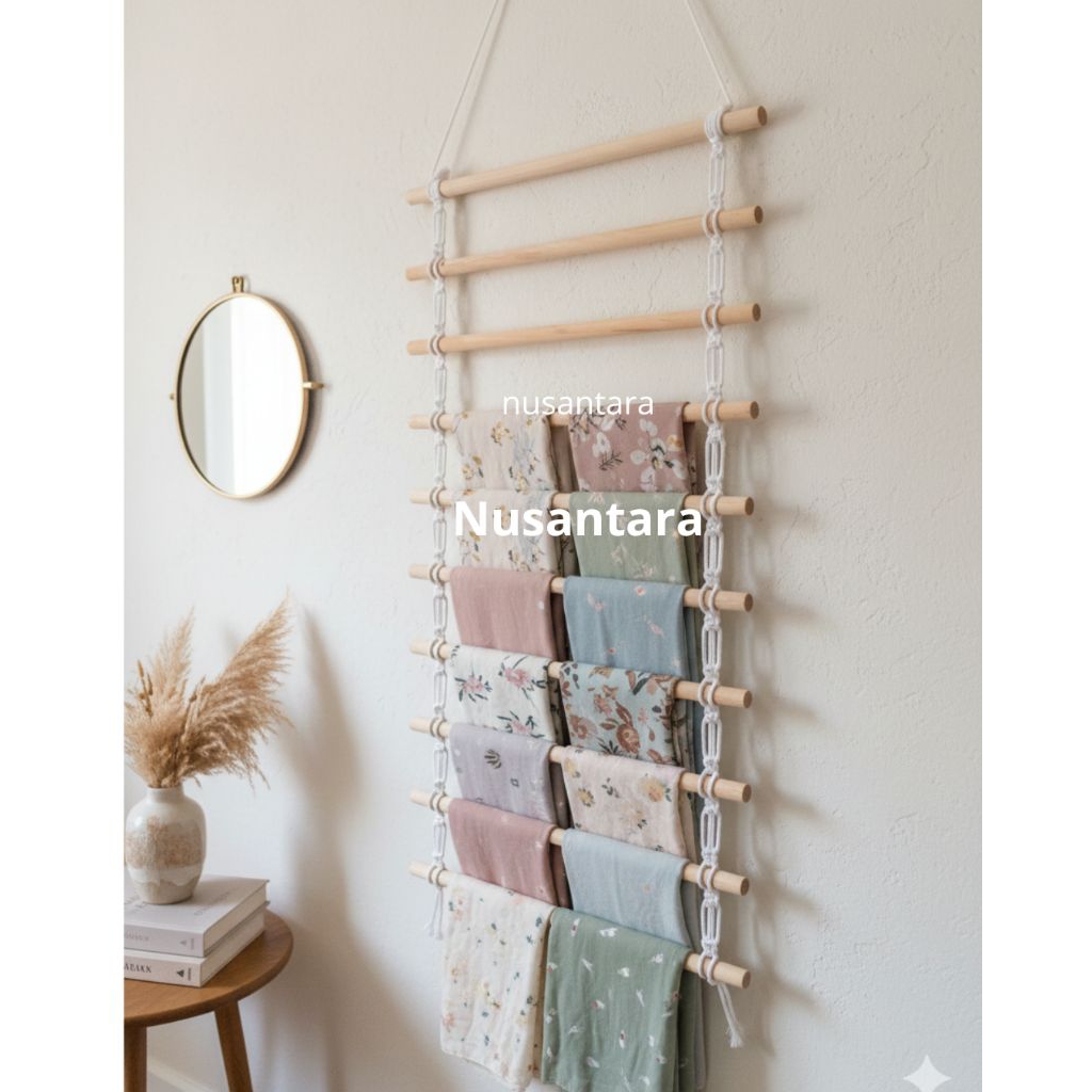 Rak Hijab Aesthetic Kayu Susun 6 Model minimalis modern