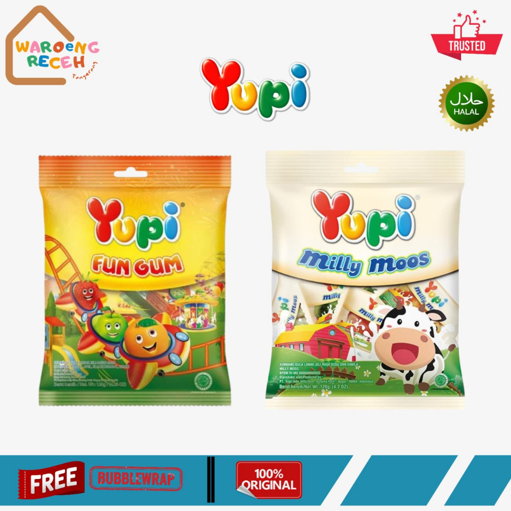 Permen Yupi Fun Gum Milly Moos Hanging Bag 110 Gr - Satuan