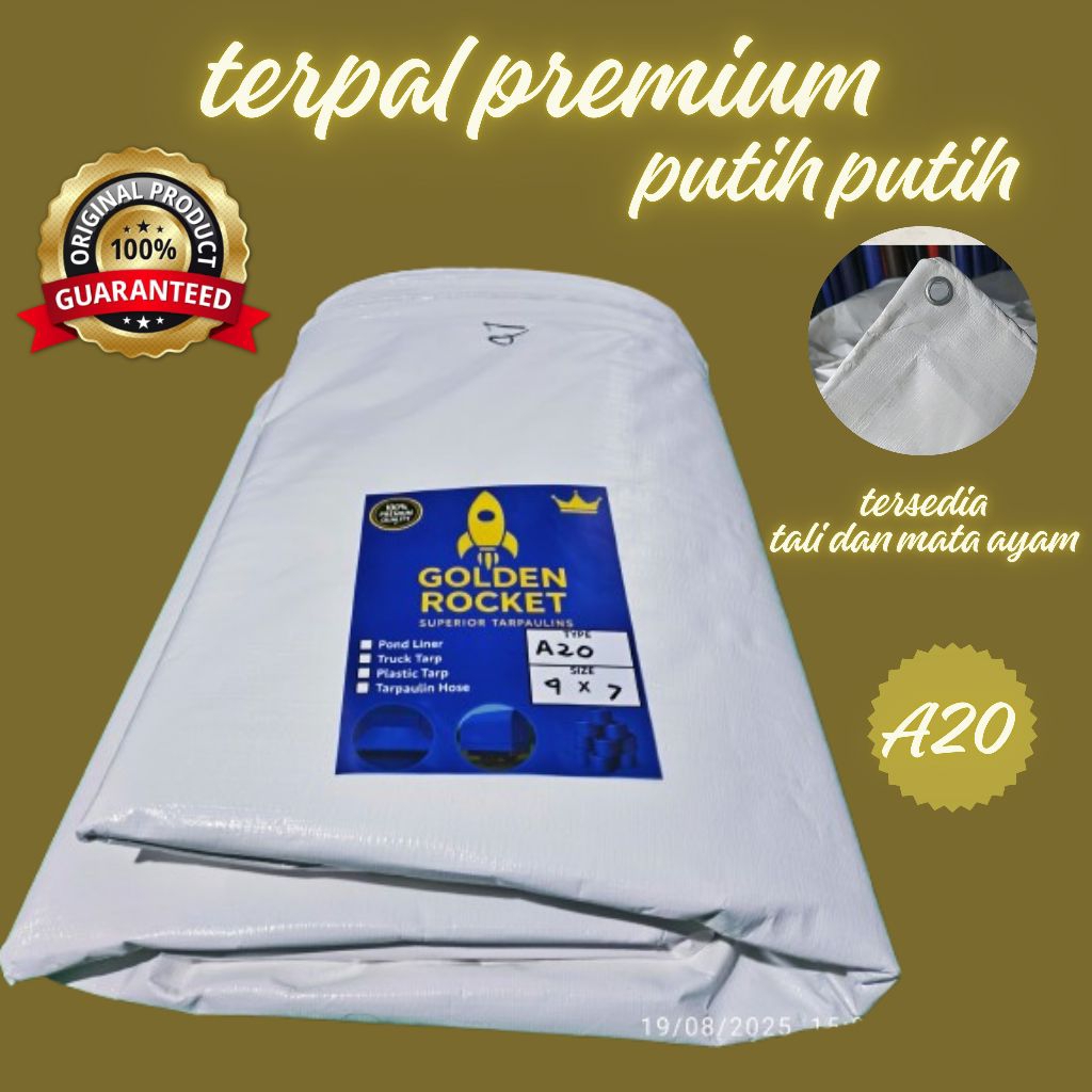 terpal plastik premium A20 warna putih ukuran 6x8 6x6 6x7 6x12 untuk tenda terop kwalitas super