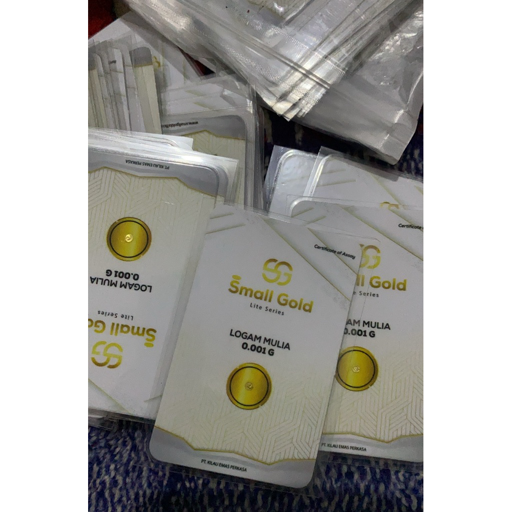 Emas 0.001 Gram - Laminating, Warna Small Gold, Sertifikat Asli