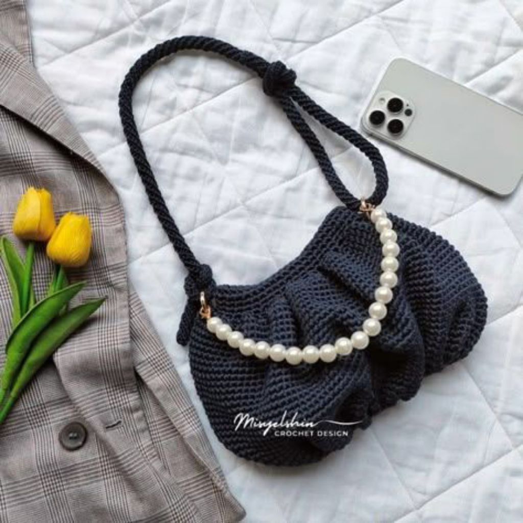 Dumpling bag crochet tas rajut wanita tas dumpling