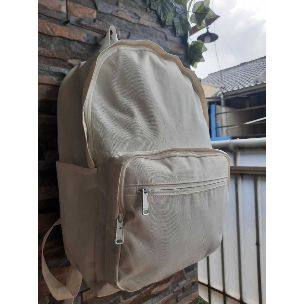 Ransel Putih Spao - Kokoh, Jahitan Rapi Muat Laptop