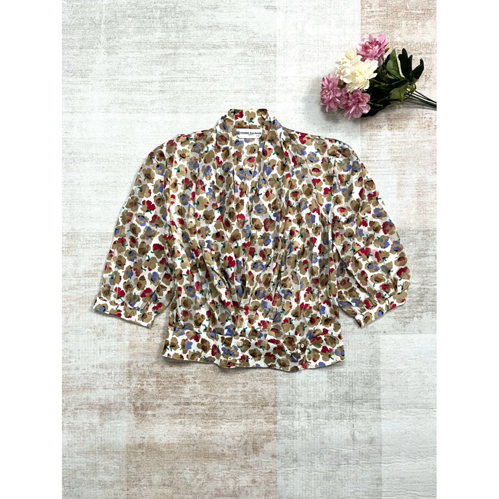 Vintage Floral Blouse Pierre Balmain