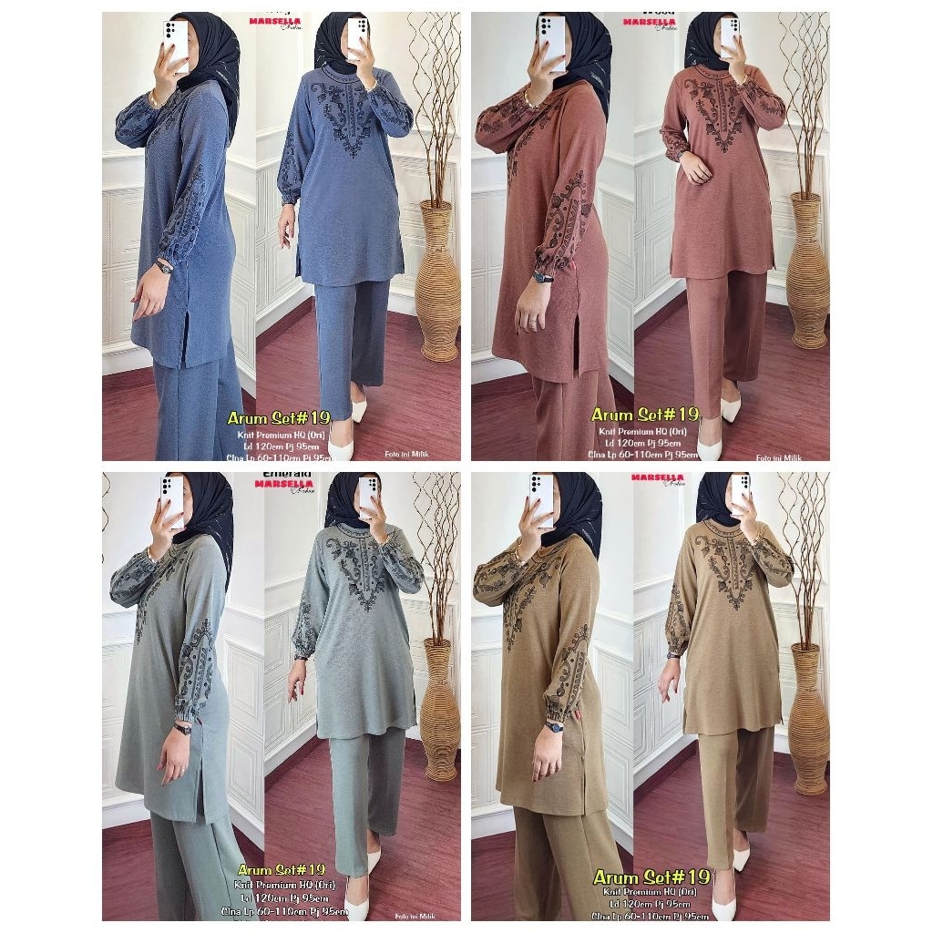 Set cel knit tunik Motif|Zeta set|Arum#5#8#13#17#19|