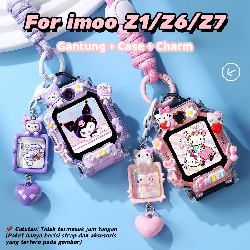 Set Tali Gantung Case Charm Kartun Untuk imoo Z1 Z6 Z7 Jam Tangan Anak Aksesoris