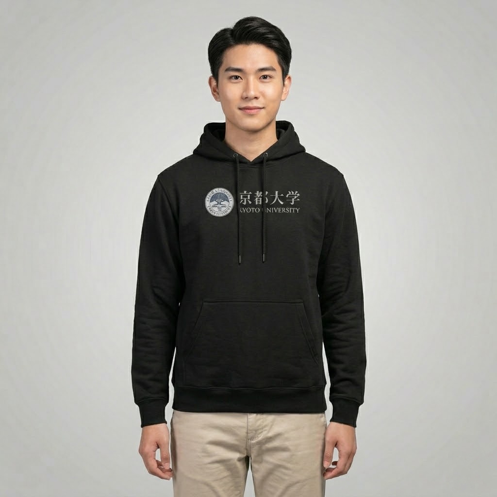Hoodie KYOTO University KYODAI Unisex Sweater Fleece Black Cloth