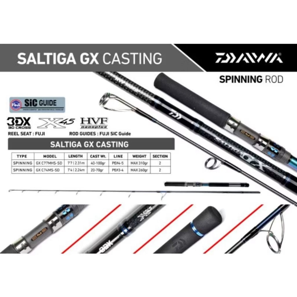 Joran POPPING Daiwa SALTIGA GX C77MHS C83MHS | CAST JIG | GARANSI