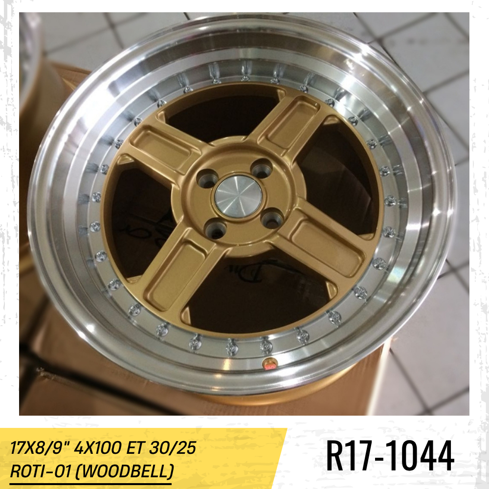 SALE Velg Mobil R17 4x100 Woodbell Gold Belang Honda Jazz