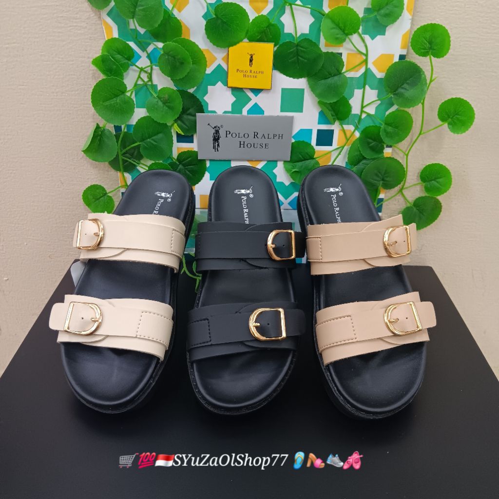 [Bisa COD/100% Original/Art TBE 202] Sandal Wanita POLO RALPH HOUSE/Sandal Wanita/Sandal Slide Wanit