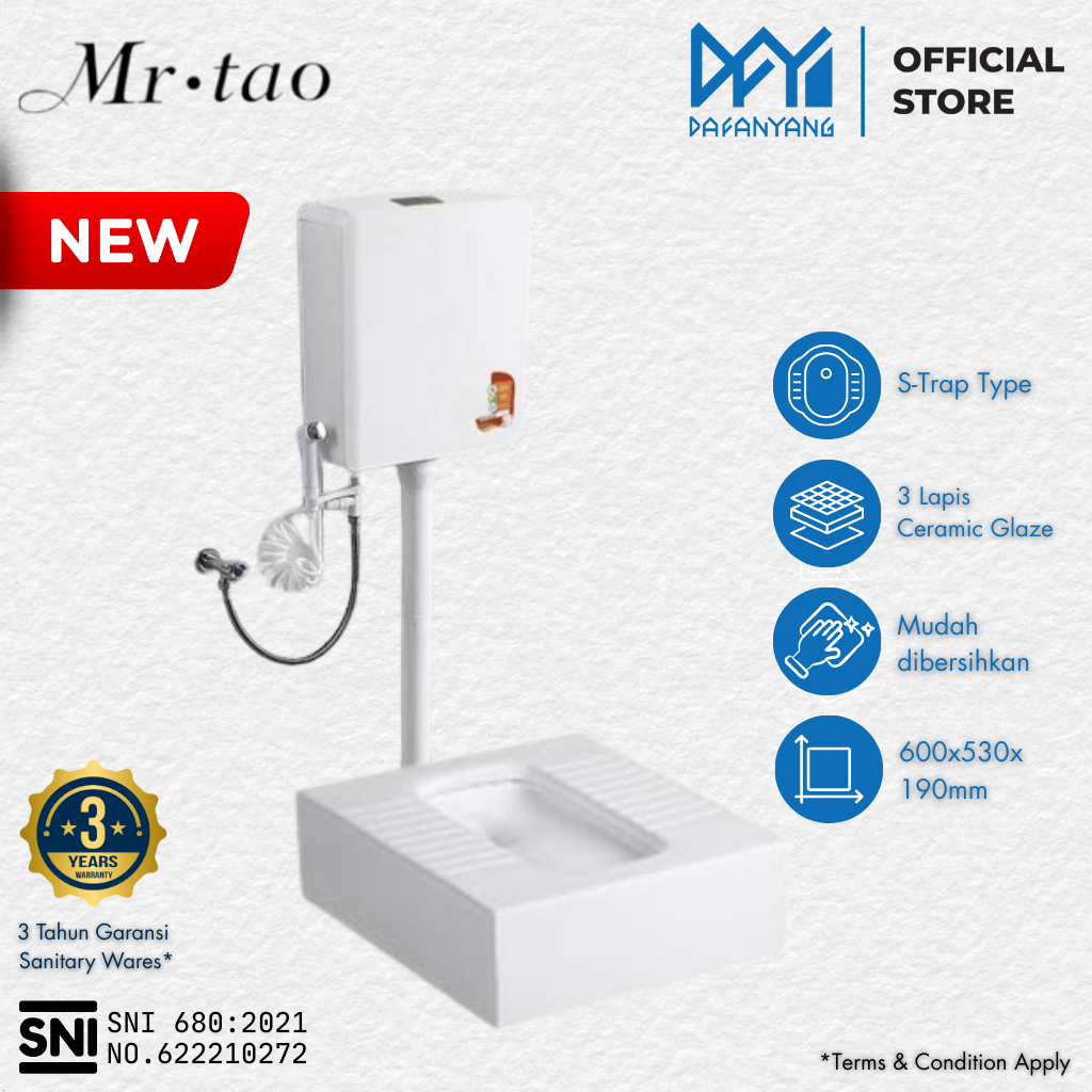 DAFANYANG - Mr Tao Closet Jongkok 033 SNI - Free Packing Kayu | Kloset Jongkok Bercorong Keramik WC 