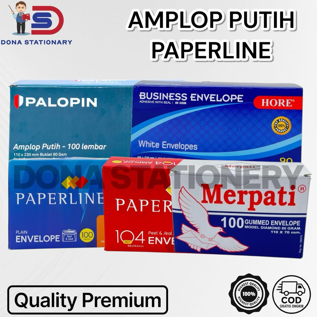 AMPLOP PUTIH PAPERLINE  AMPLOP PUTIH 104 PPS  AMPLOP PAPERLINE 110 PPS AMPLOP PAPERLINE 90 PPS