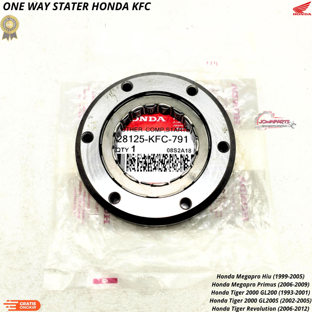 One way stater TIGER 200 GL,TIGER REVO FIT,MEGAPRO HIU,KFC,AHM berkualitas original asli ori