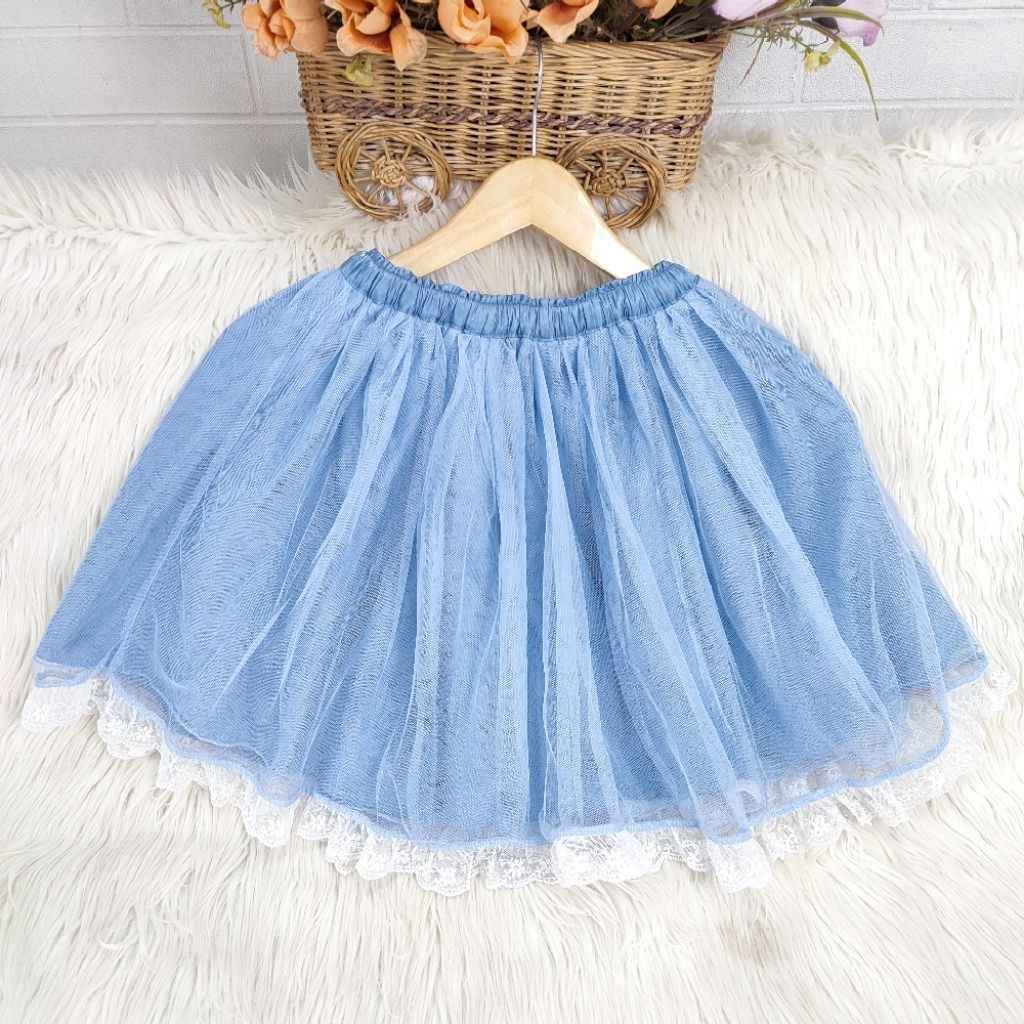 rok tutu blue skirt rok renda mini skirt tutu skirt axes femme kids