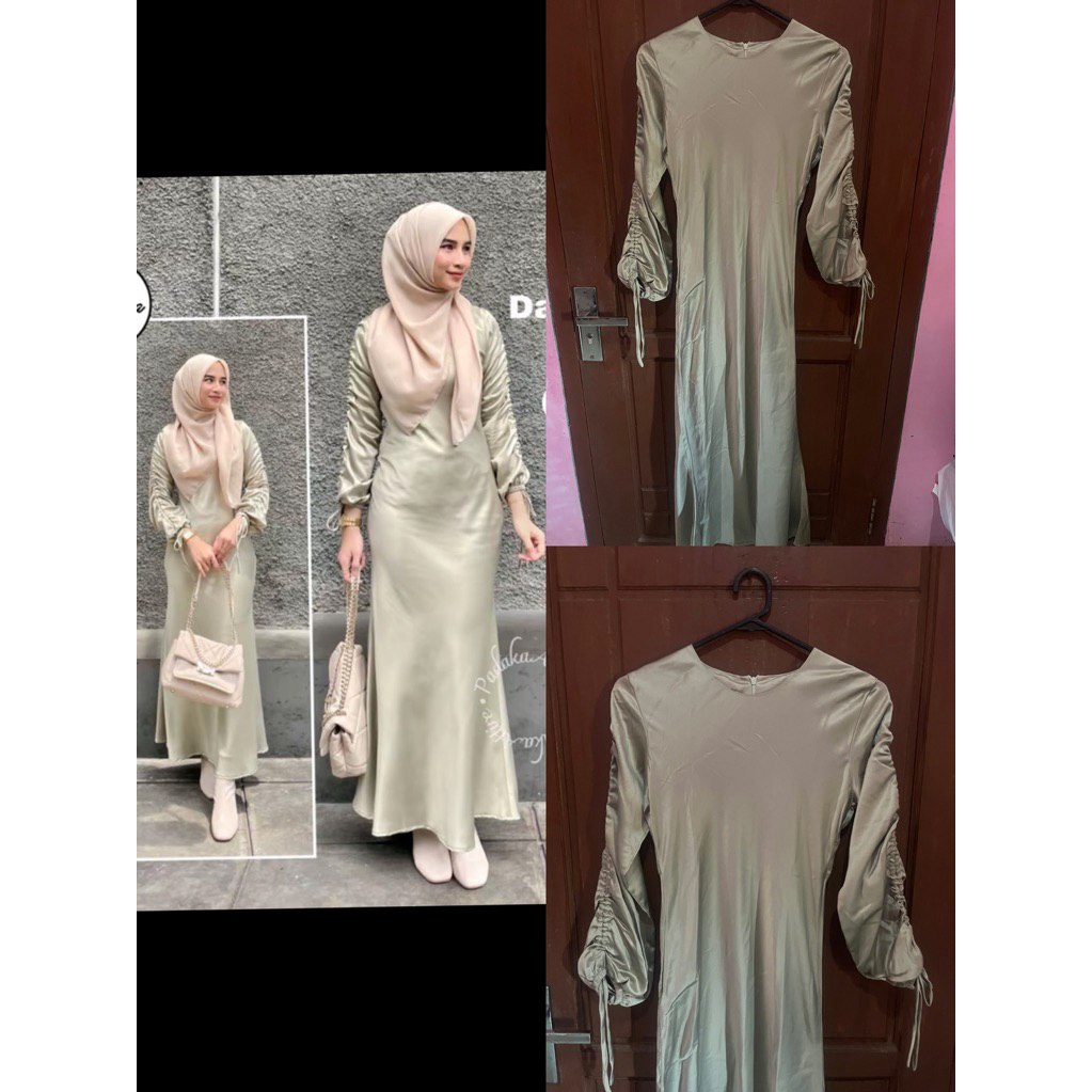 dress satin padaka attire sage size M