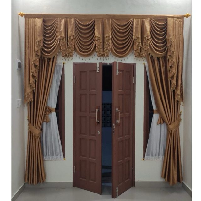 Gorden Poni gelombang Spanyol Jendela Pintu Ruang Tamu Mewah Cantik elegan Panjang 2 meter 250cm