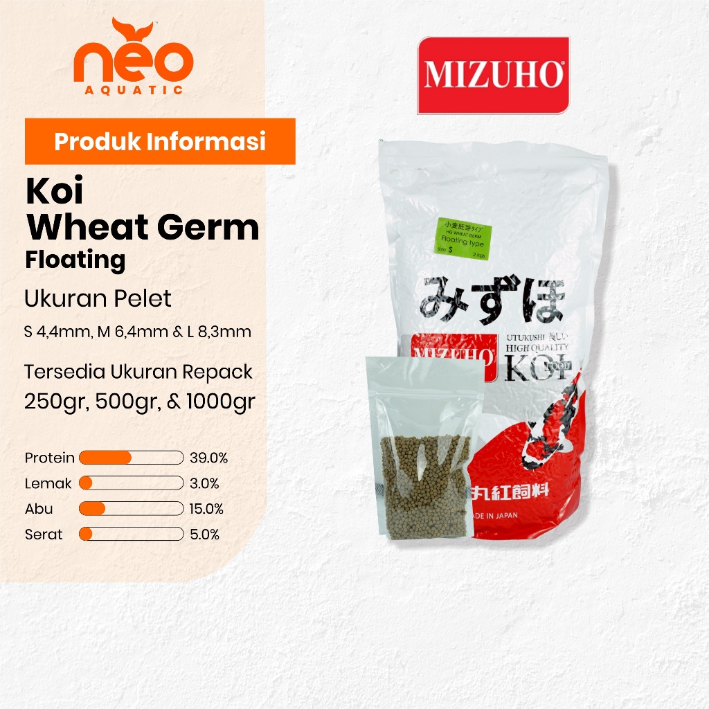 REPACK MIZUHO Koi Wheat Germ Pakan Ikan Koi Floating/Mengapung