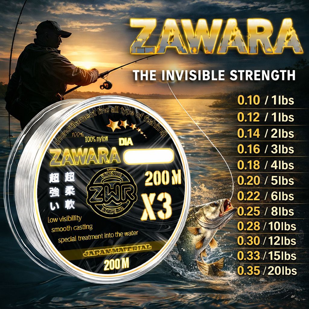 Senar pancing Bening 200 meter super kuat anti keriting Zawara