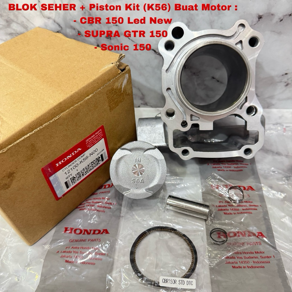 Blok Seher + Piston(K56) Buat Motor CBR 150 Led SONIC 150 SUPRA GTR 150