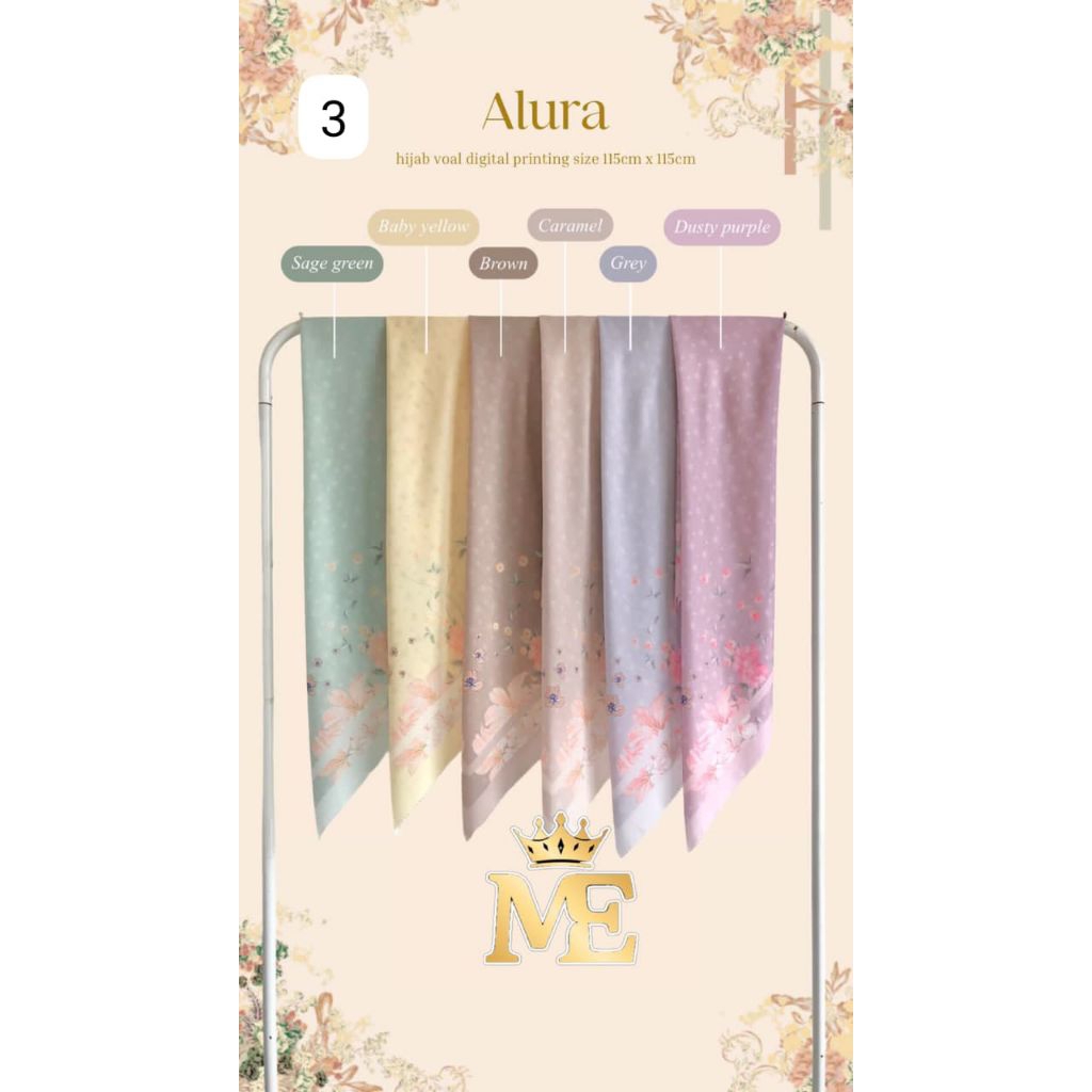 ALURA -HIJAB VOAL SEGIEMPAT PRINT LASERCUT-115x115cm