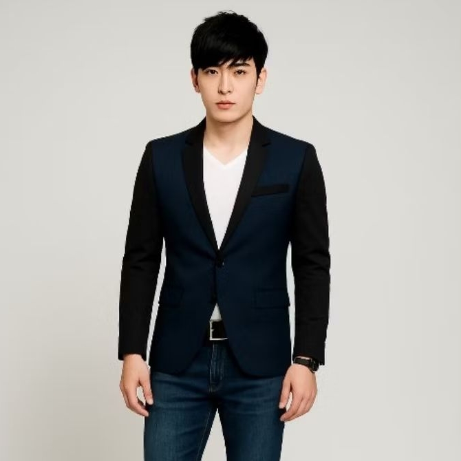 Jas Blazer Pria Slim Fit SMITH NAVY [ NIKAYU Premium + Bonus Cover ] Resmi Casual orean Style Kombin