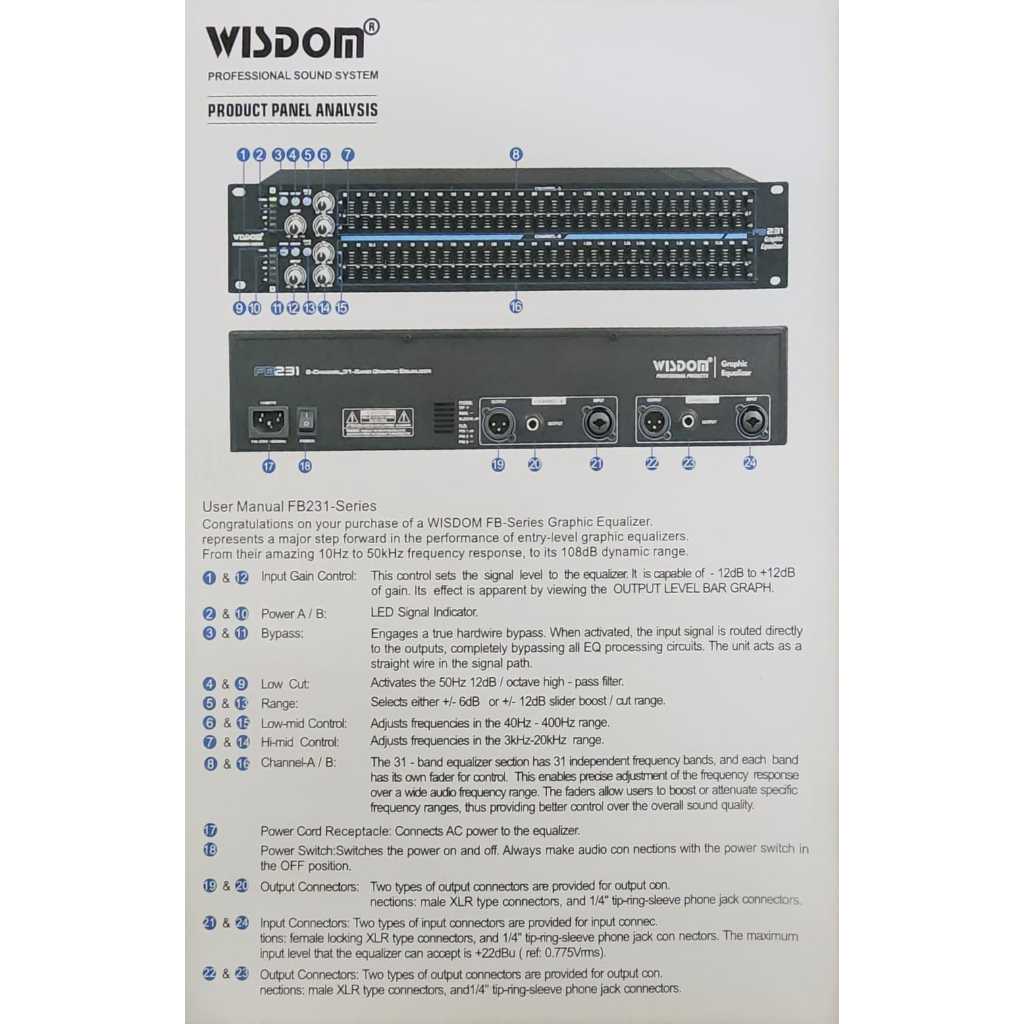 Equalizer Wisdom FB231 2x 31 Band Stereo Graphic