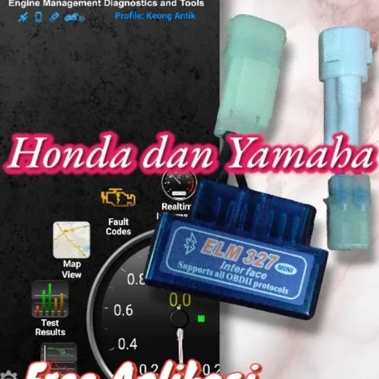 Paket scanner motor injeksi Obd2 untuk motor injeksi Honda dan Yamaha
