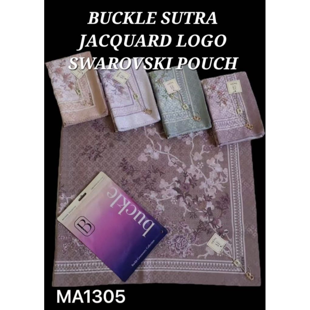 hijab segi empatbuckle sutra motif jackquard