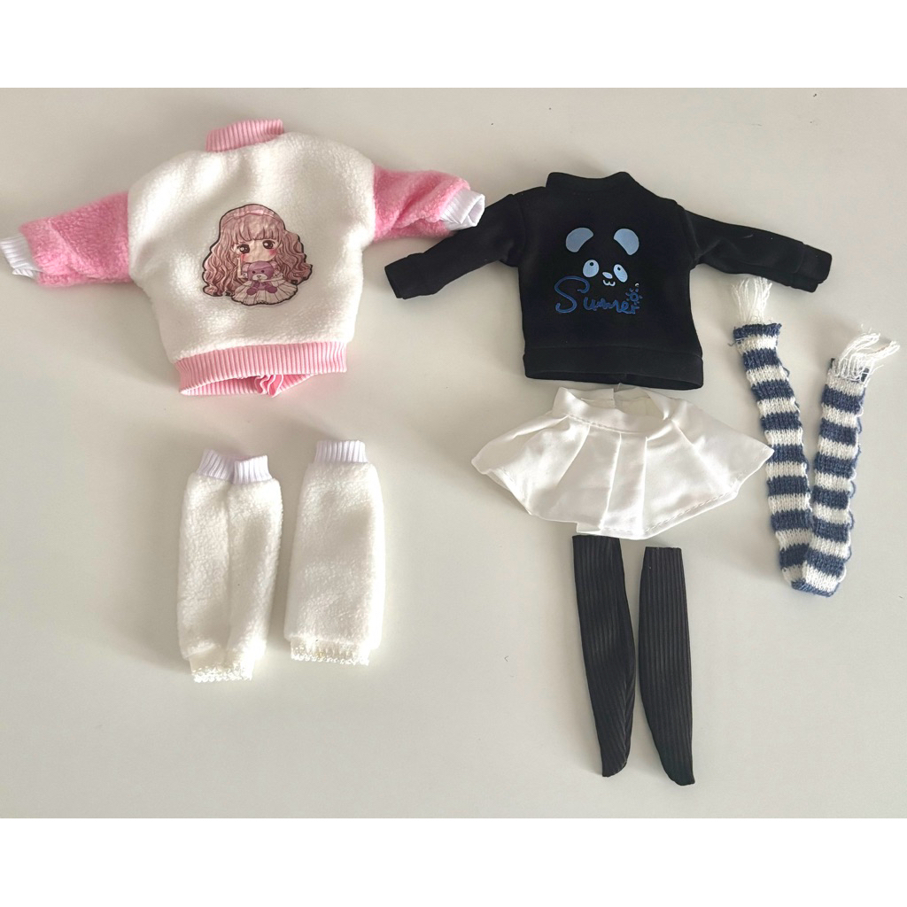 Baju boneka bjd 1/6 30cm doll clothes outfit pink anime black cat