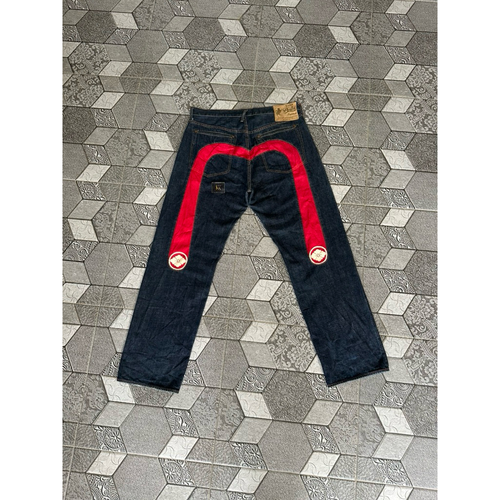 EVISU PARIS FRANCE RED DAICOCK SELVEDGE DENIM