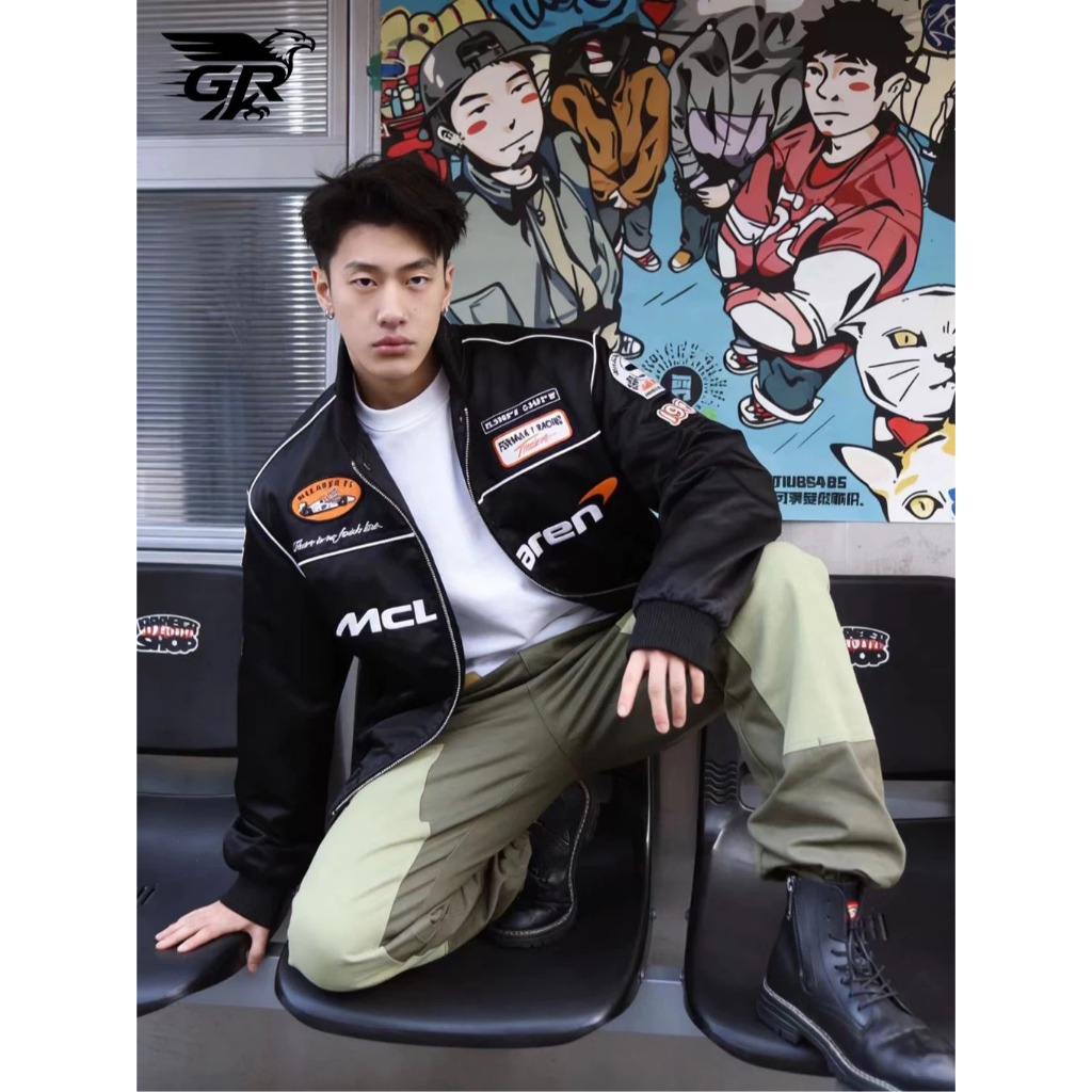 GR Jaket Casual Mclaren F1 Oversize Pria Korean Jacket Varsity Baseball Vintage
