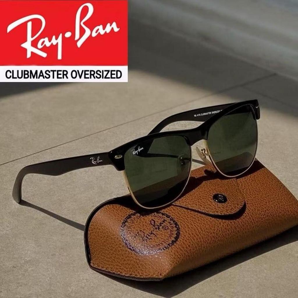 Kacamata Rayban Clubmaster Oversized Black Gold Secen Original