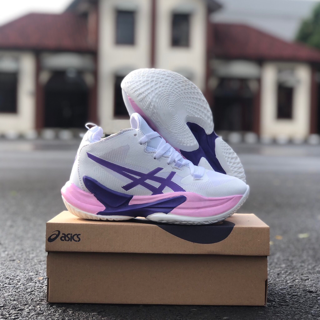sepatu wanita putih ungu kekinian