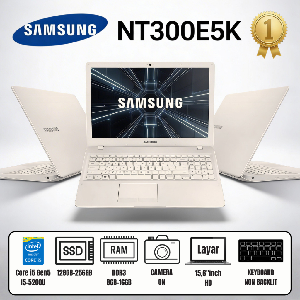 Laptop Samsung Core i5 Gen5  / 5200U RAM 8GB/16GB SSD 256GB 15.6” HD | Laptop Kerja & Sekolah Siap P