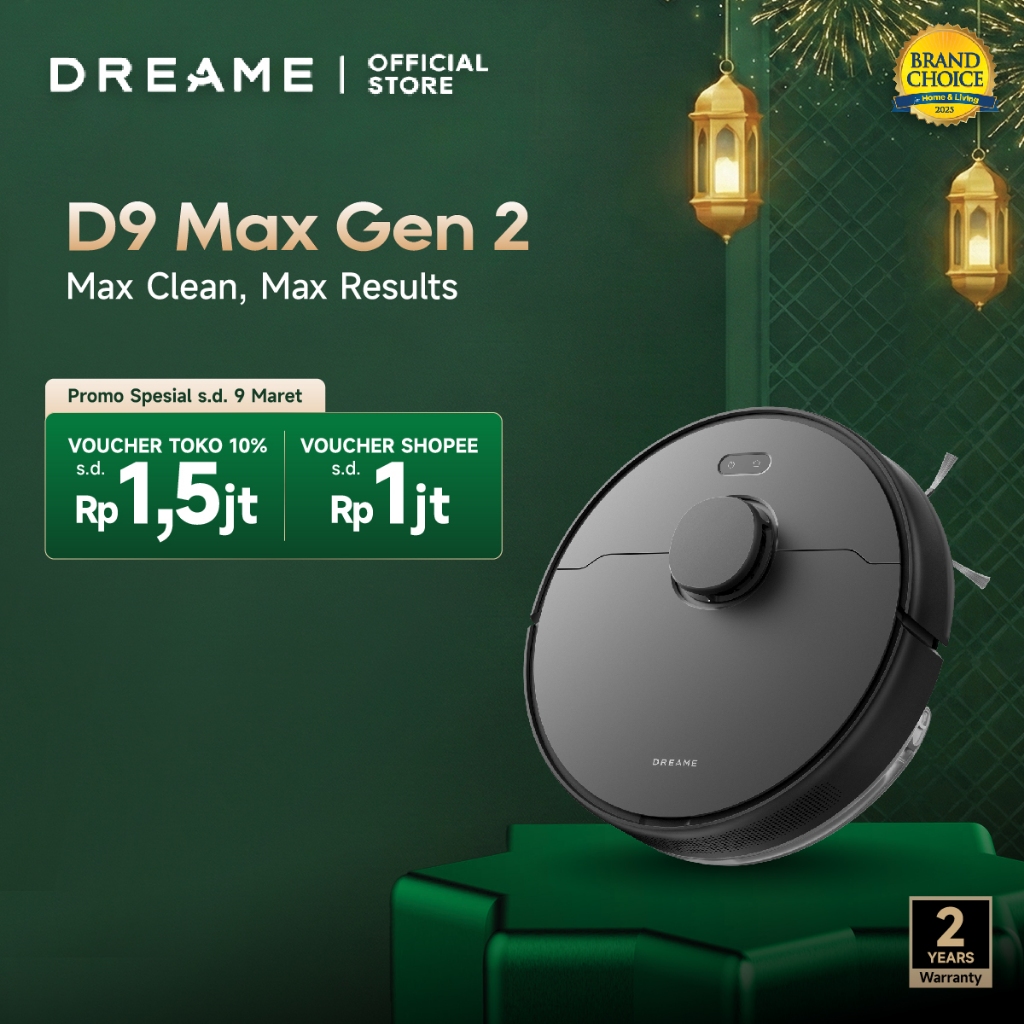 Dreame D9 Max Gen 2 Robot Vacuum Cleaner and Mop | 6,000Pa Suction | 285min Runtime | LDS. Navigatio