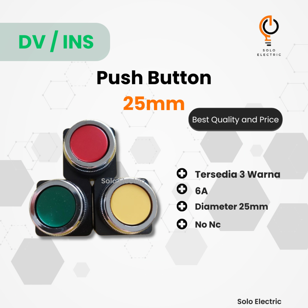Push button 25mm /  tombol panel on off