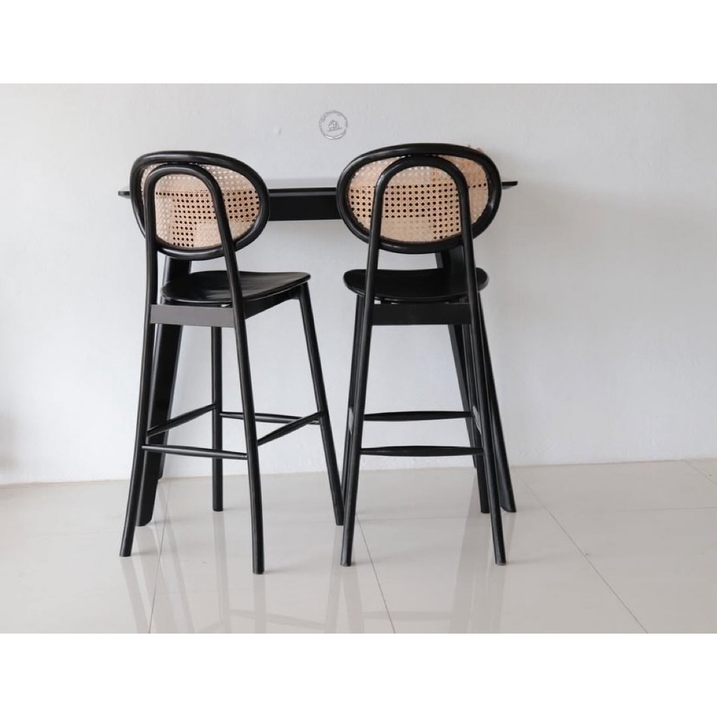 Kursi bar cafe set meja - kursi cafe rotan minimalis