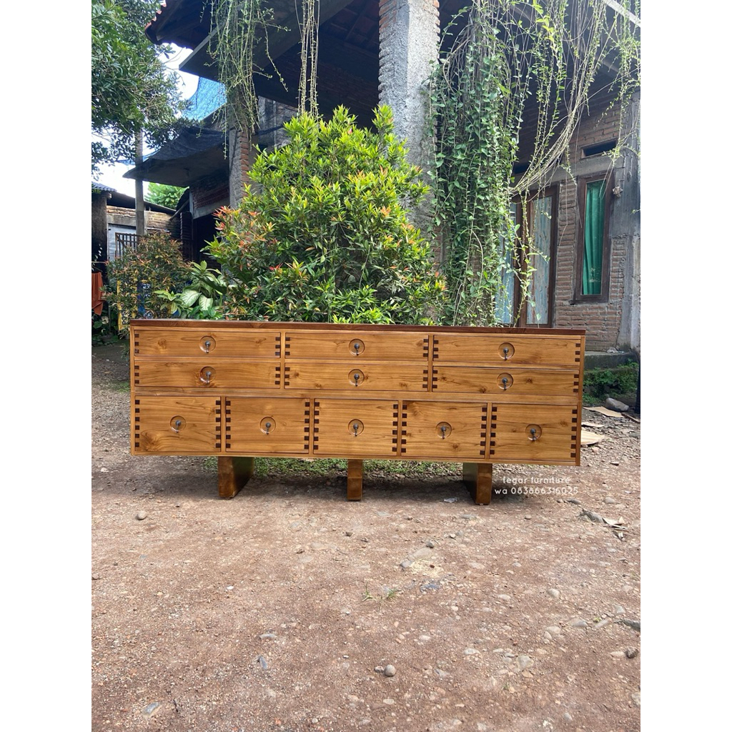 bufet minimalis modern ukuran 200 tinggi 80 bahan kayu jati