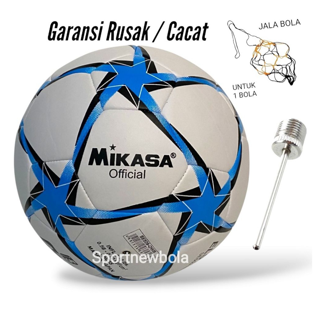 Bola Sepak Mikasa Elstar Original Size 5 Bola Kaki No 5 Asli Jahit Bonus Pentil Jaring Bola Sepak De
