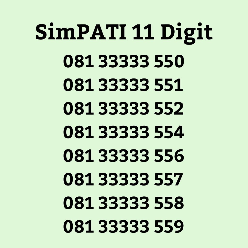 Nomor Cantik simPATI 11 angka 33333