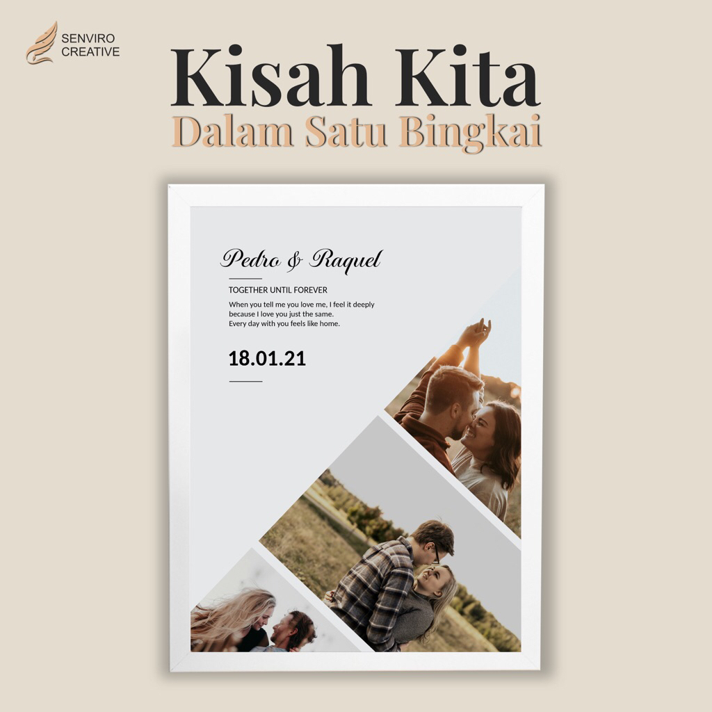 Cetak Foto Custom Bingkai 6R (15x60cm) Custom Nama & Ucapan Kado Wisuda Ulang Tahun Anniversary Foto