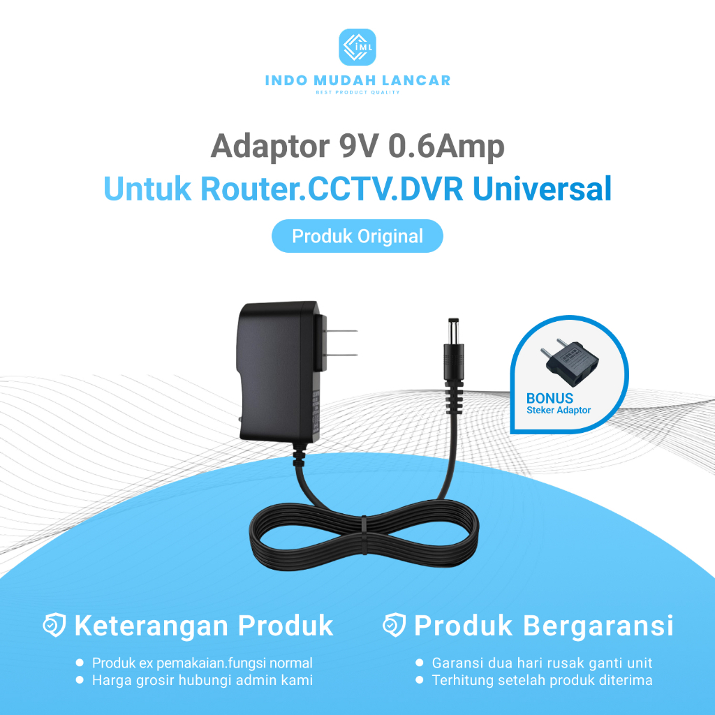 Adaptor 9V-0.6A Untuk Router CCTV DVR Mainan Anak Universal Bekas Original