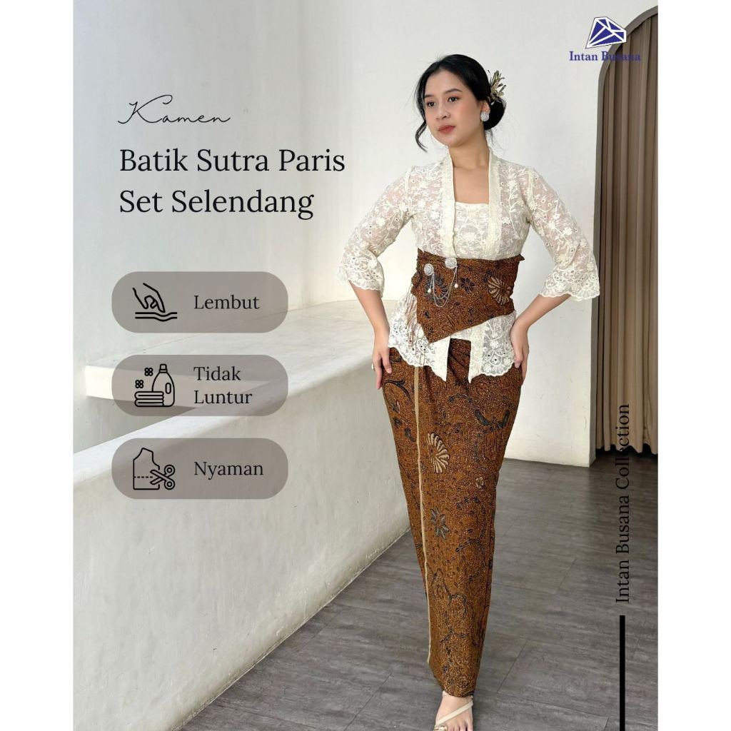 Kamen Batik Sutra Paris Set Selendang Premium Intan Busana