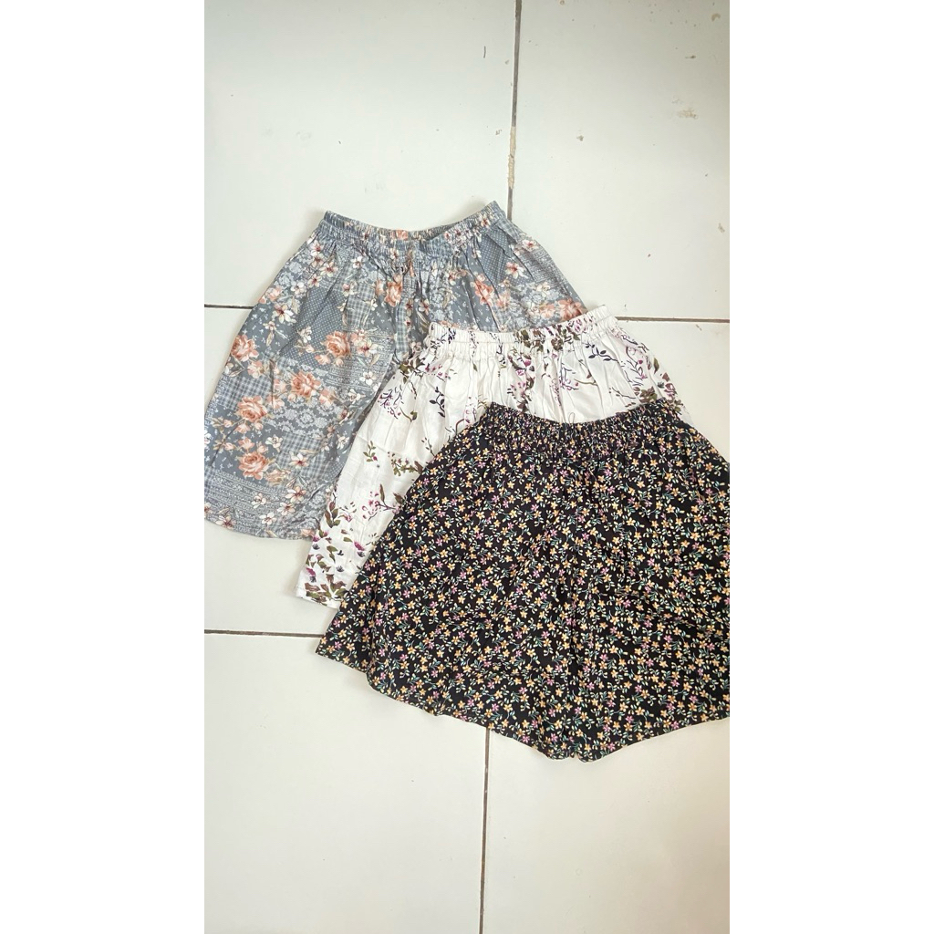 celana pendek rayon wanita/celana santai wanita/celana kolor rayon motif