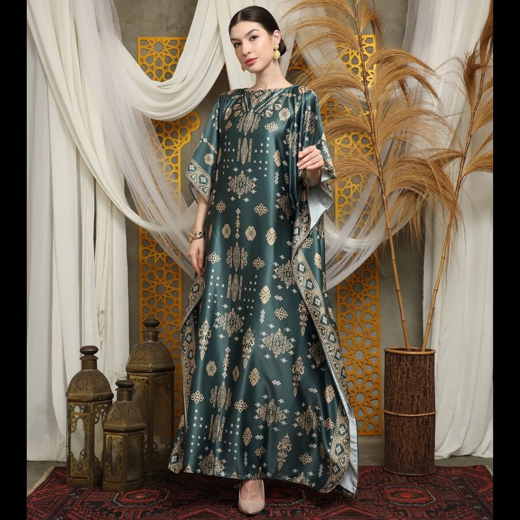 Kaftan Hijau | Kaftan Green | Kaftan Modern | Kaftan Jumbo | Long Kaftan | Dress Hijau | Dress Green