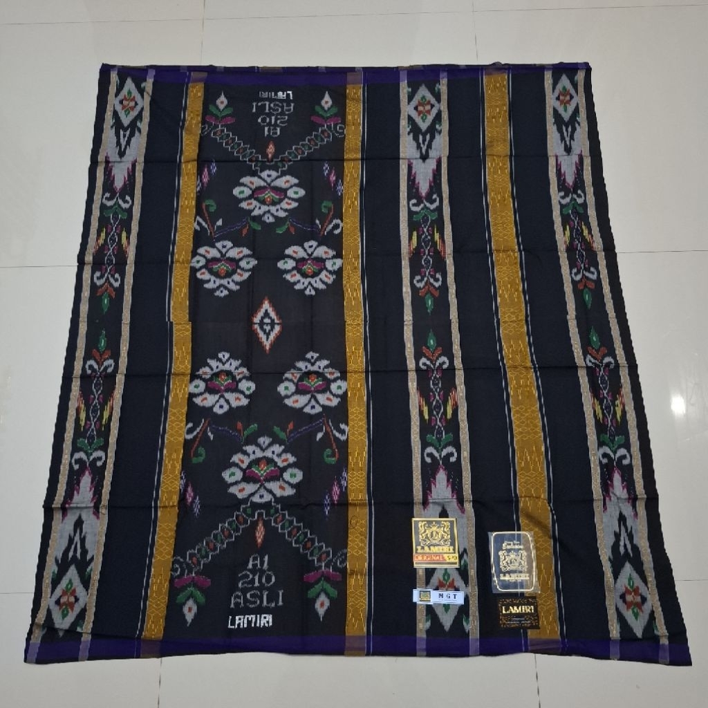 Sarung Lamiri Motif MGT Liris Mix Sutra 50% Songket Timbul Jahit Tengah ATBM (Bisa COD)