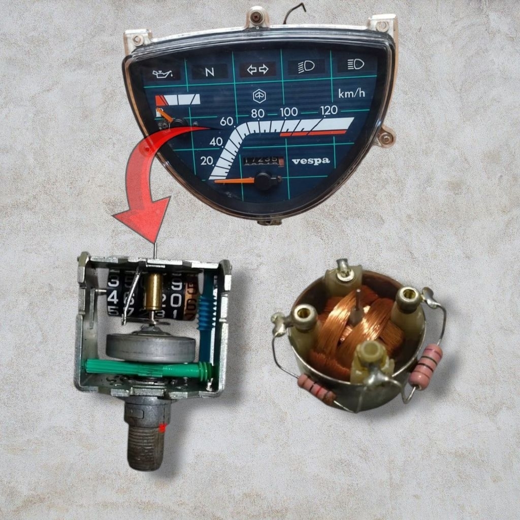 Speedometer Mesin Kilometer Dan Amper Bensin Vespa Excel Original Second Fungsi